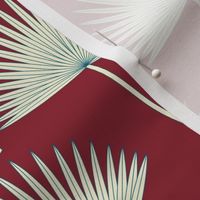 Boho Sunshine Palm Leaves on burgundy small scale