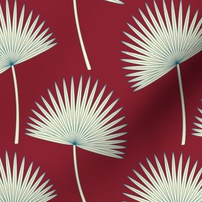 Boho Sunshine Palm Leaves on burgundy small scale