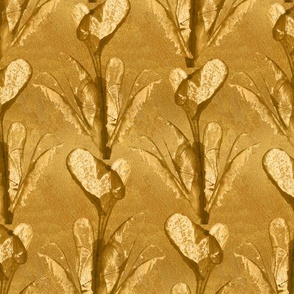 Aurum- Gold Leaf Foil Texture with Art Deco Calla Lilies - Large Scale