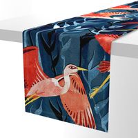 Birds and Reeds in Red and Blue