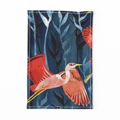 Birds and Reeds in Red and Blue