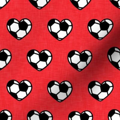 soccer ball hearts - red - LAD20