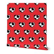 soccer ball hearts - red - LAD20