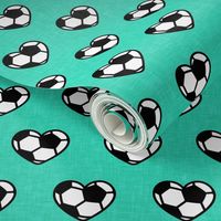 (small scale) soccer ball hearts - teal - LAD20