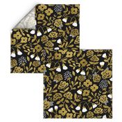 Gold Glitter Floral - L