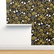 Gold Glitter Floral - L