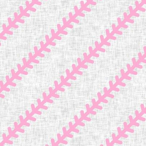 baseball stitch (pink) on light grey - LAD20