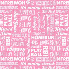 All things baseball - baseball fabric - pink - LAD20