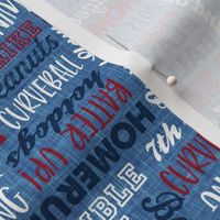 All things baseball - baseball fabric - red white and blue on blue  - LAD20
