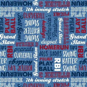 All things baseball - baseball fabric - red white and blue on blue  - LAD20