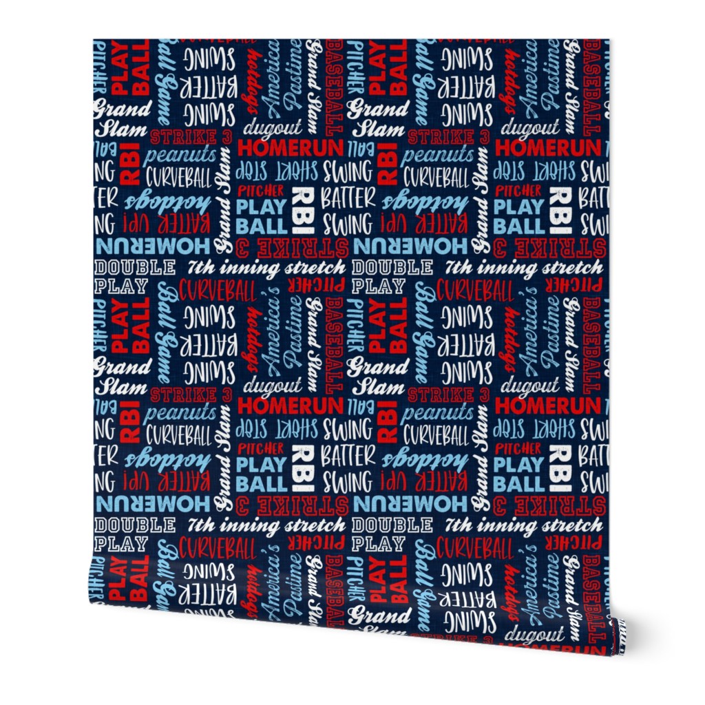 All things baseball - baseball fabric - red white and blue on navy - LAD20