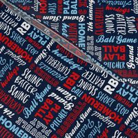 All things baseball - baseball fabric - red white and blue on navy - LAD20