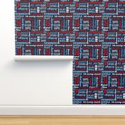 All things baseball - baseball fabric - red white and blue on navy - LAD20