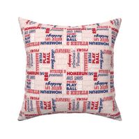 All things baseball - baseball fabric - red white and blue on pink - LAD20
