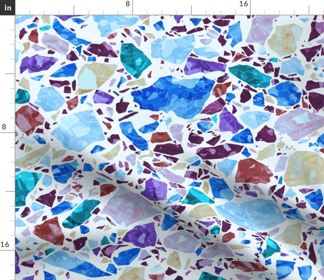 türkis, Natur, blau, abstrakt, Struktur, Stein, Edelstein, Kristall, kalt,  Mineral, Terrazzo, Terrasse, Textur Stoffe | Spoonflower