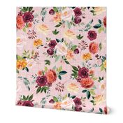 paprika floral on pink linen - smalll