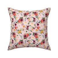 paprika floral on pink linen - smalll