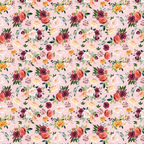 paprika floral on pink linen - smalll