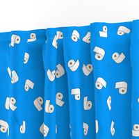 toilet paper on blue