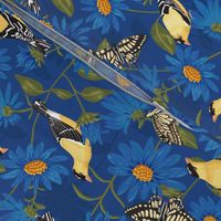 Goldfinches & Asters Blue