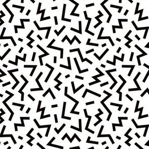 Super trendy geometric shapes squares stripes strokes and zigzag abstract memphis retro black and white SMALL