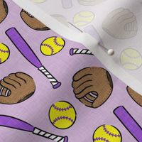 (small scale) Softball - softball glove, bat, ball - sports purple - LAD20