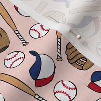 (small scale) baseball season - baseball bat, glove, ball - baseball themed - pink - LAD20
