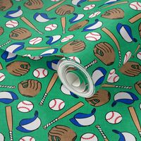 (small scale) baseball season - baseball bat, glove, ball - baseball themed - green - LAD20