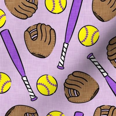 Softball - softball glove, bat, ball - sports purple - LAD20