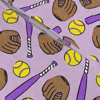 Softball - softball glove, bat, ball - sports purple - LAD20