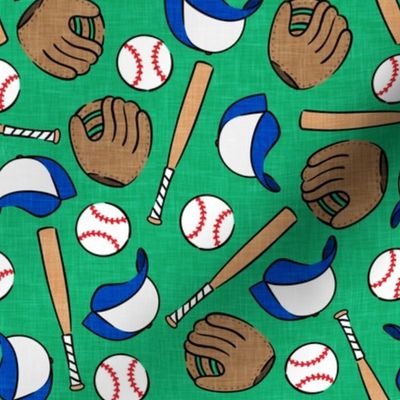 baseball season - baseball bat, glove, ball - baseball themed - green - LAD20