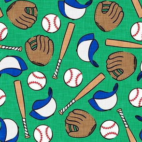 baseball season - baseball bat, glove, ball - baseball themed - green - LAD20