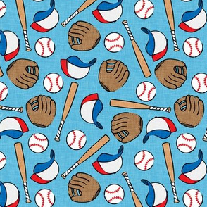 (small scale) baseball season - baseball bat, glove, ball - baseball themed - blue OG - LAD20