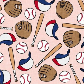 baseball season - baseball bat, glove, ball - baseball themed - pink - LAD20