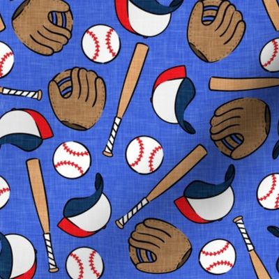 baseball season - baseball bat, glove, ball - baseball themed - blue - LAD20