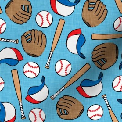 baseball season - baseball bat, glove, ball - baseball themed - blue OG - LAD20