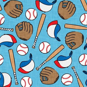 baseball season - baseball bat, glove, ball - baseball themed - blue OG - LAD20