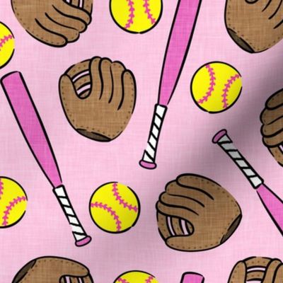 Softball - softball glove, bat, ball - sports pink - LAD20