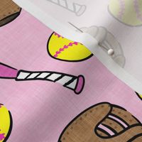 Softball - softball glove, bat, ball - sports pink - LAD20