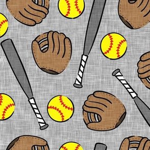 Softball - softball glove, bat, ball - sports grey - LAD20