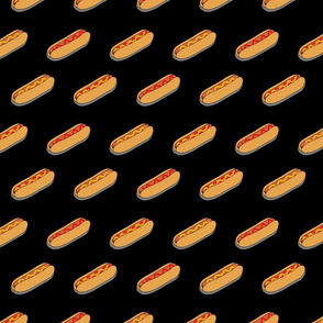 hot dogs on black