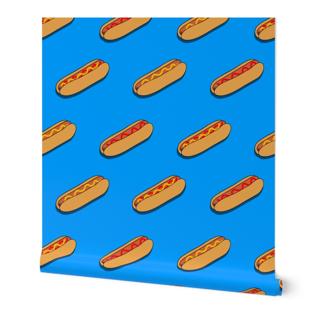 hot dogs on blue