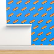 hot dogs on blue