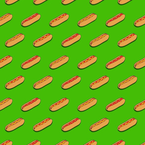 hot dogs on green