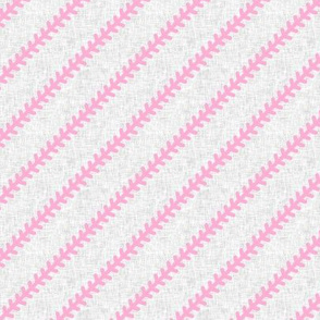 (small scale) baseball stitch (pink) on light grey - LAD20