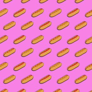 hot dogs on pink