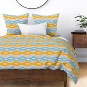 Mid Century modern Beach waves Yellow and blue