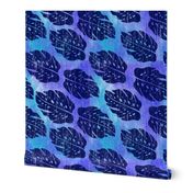 Hawaiian Monstera Leaf Tie-Dye Blend in Purple and Navy