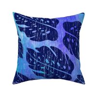 Hawaiian Monstera Leaf Tie-Dye Blend in Purple and Navy