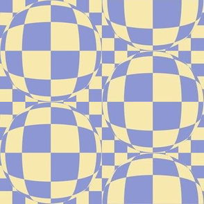 JP20  -  Medium  -   Bubbly Op Art Checks in  Yellow and Violet